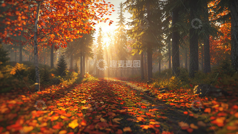 高清大图下载【趣麦麦图】秋日森林小路