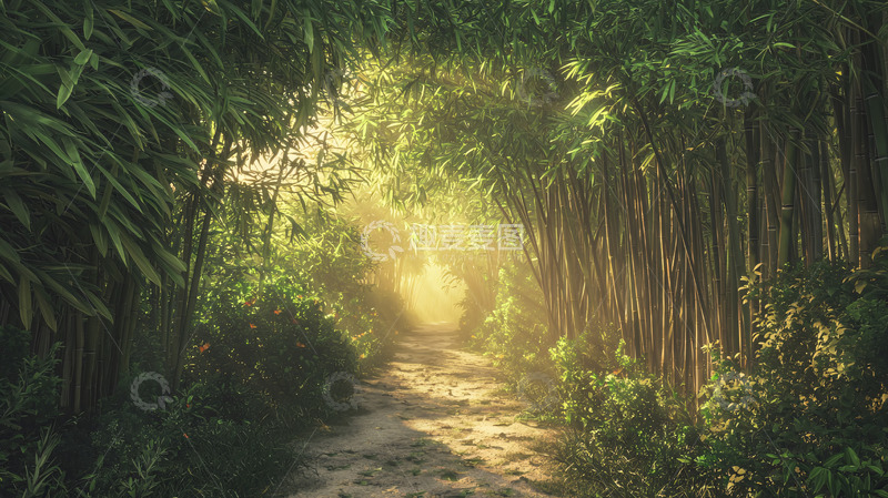 高清大图下载【趣麦麦图】阳光森林小路