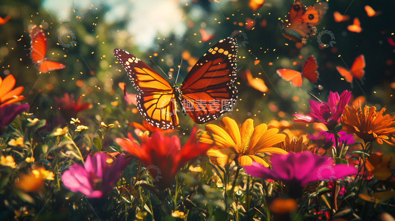 高清大图下载【趣麦麦图】梦幻蝴蝶花田