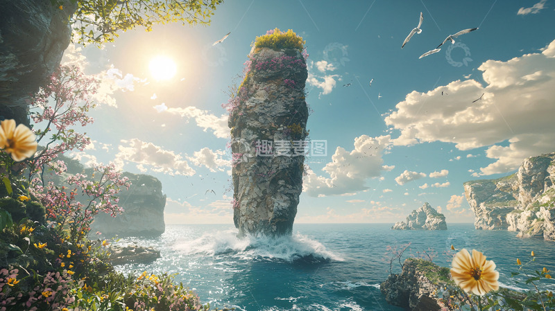 高清大图下载【趣麦麦图】阳光下的岩石柱