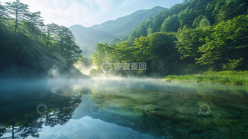 高清大图下载【趣麦麦图】清晨山谷雾气河流