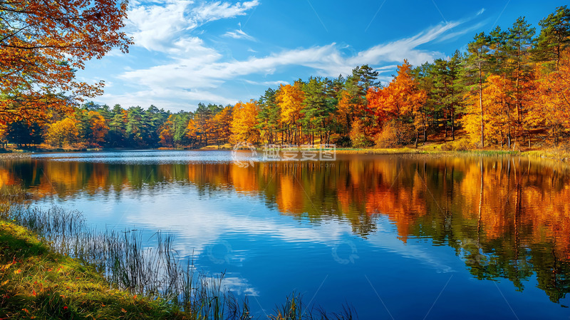 高清大图下载【趣麦麦图】秋日湖景