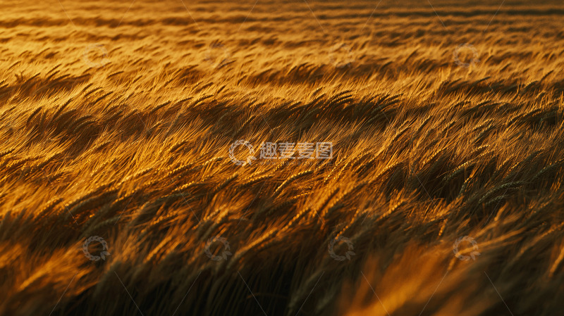 高清大图下载【趣麦麦图】金黄麦田夕阳景色