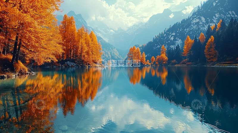 高清大图下载【趣麦麦图】秋日湖泊山景