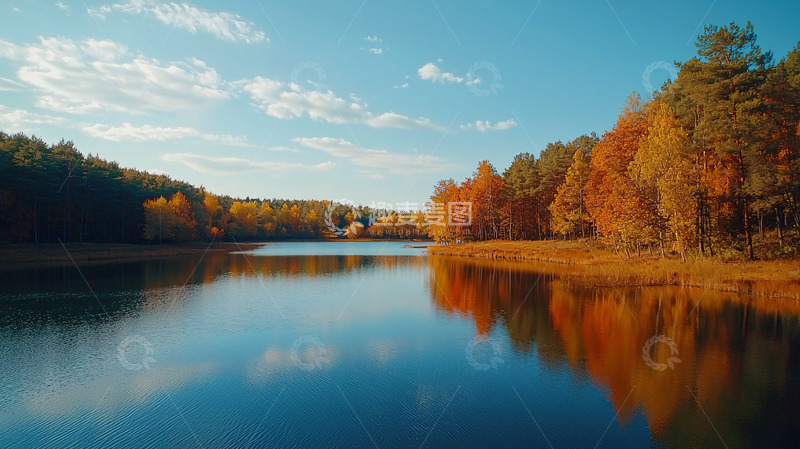 高清大图下载【趣麦麦图】秋日湖泊景色