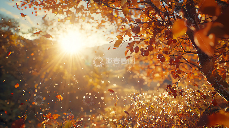 高清大图下载【趣麦麦图】秋日阳光下的落叶