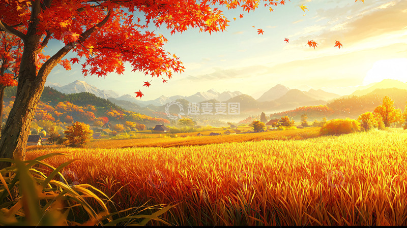 高清大图下载【趣麦麦图】秋日暖阳下的金黄麦田