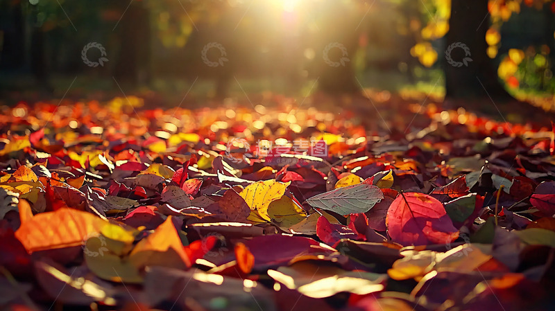 高清大图下载【趣麦麦图】秋日落叶地面