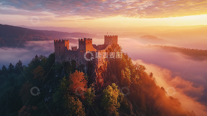 高清大图下载【趣麦麦图】云海之上的古堡