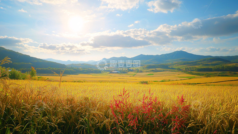 高清大图下载【趣麦麦图】阳光下的金黄麦田