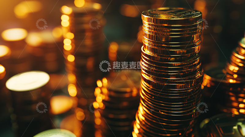 高清大图下载【趣麦麦图】金色硬币堆叠