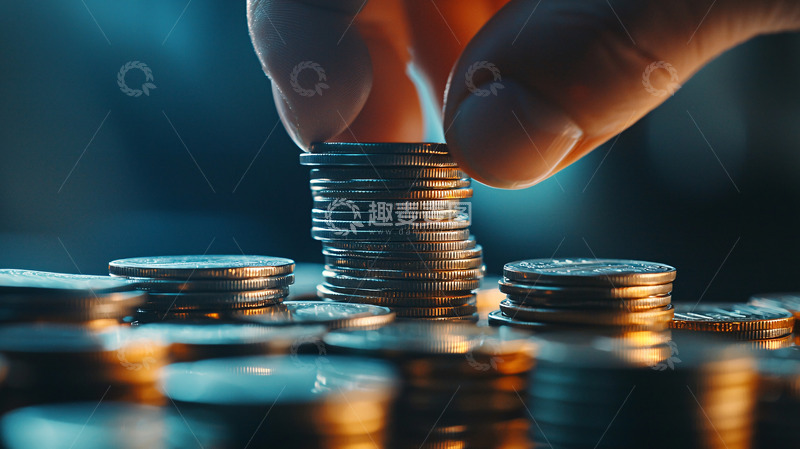 高清大图下载【趣麦麦图】手拿硬币堆叠