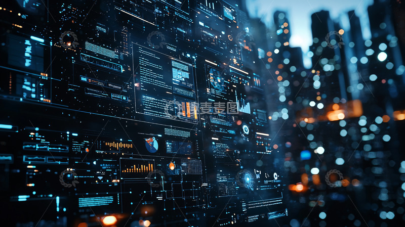 高清大图下载【趣麦麦图】未来科技感城市数据面板