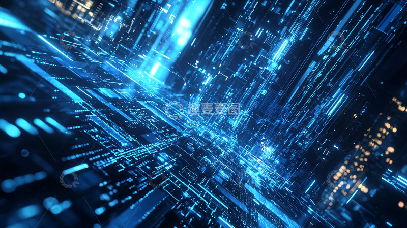 高清大图下载【趣麦麦图】蓝色科技感未来城市