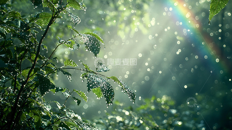 高清大图下载【趣麦麦图】雨后彩虹森林