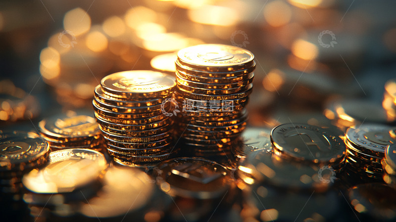 高清大图下载【趣麦麦图】金色硬币堆积如山