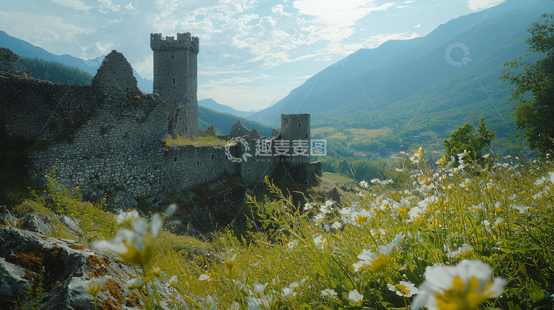 高清大图下载【趣麦麦图】山间古堡废墟