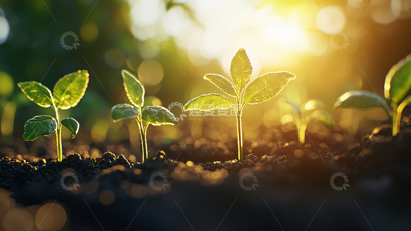 高清大图下载【趣麦麦图】阳光下茁壮成长的小苗