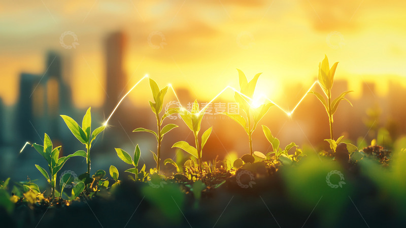 高清大图下载【趣麦麦图】朝阳下生机勃勃的幼苗