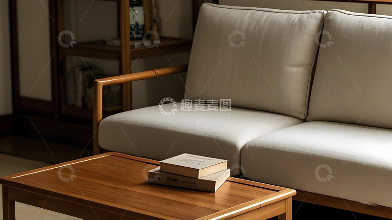 高清大图下载【趣麦麦图】米色简约布艺双人沙发