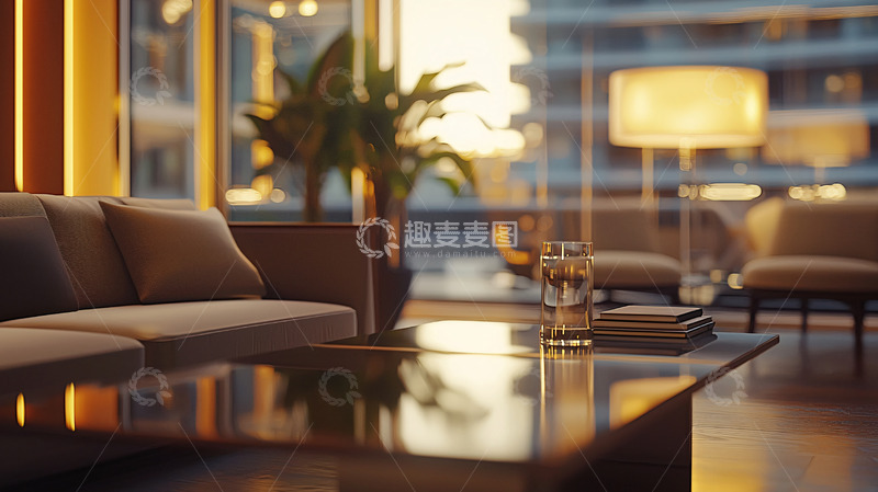 高清大图下载【趣麦麦图】黄昏现代公寓客厅