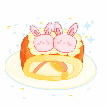 可爱兔兔蛋糕卷