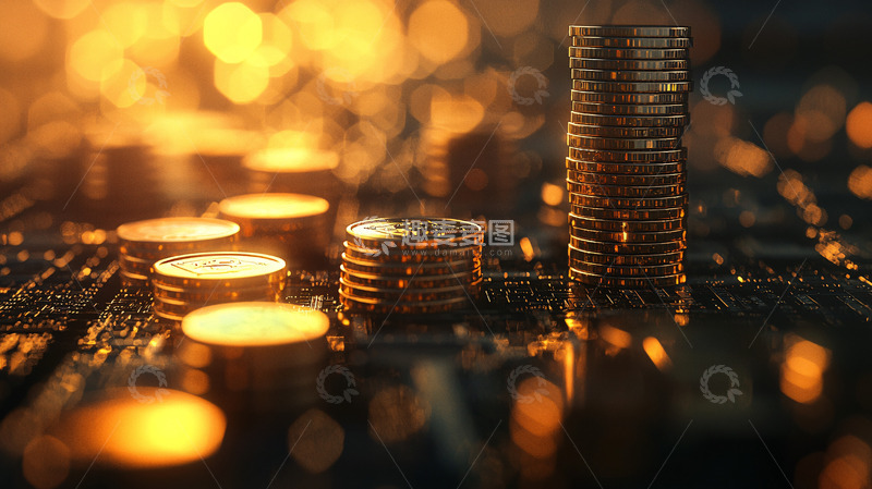 高清大图下载【趣麦麦图】火焰背景下的金币堆