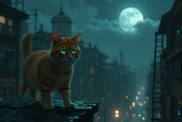 狸花猫夜间瞳光 
