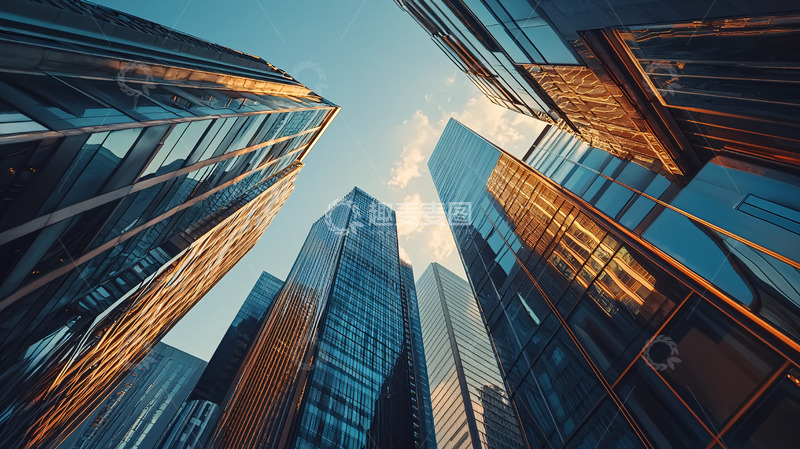 高清大图下载【趣麦麦图】仰视都市摩天大楼