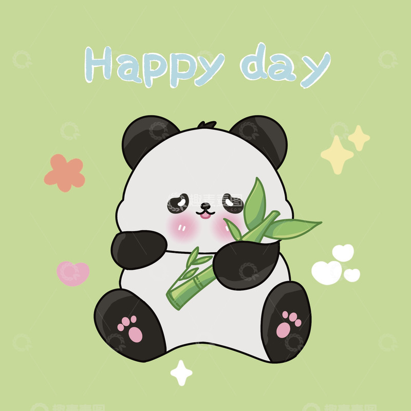 源文件下载【趣麦麦图】国宝熊猫吃竹子