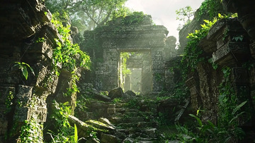 丛林古迹阳光洒落