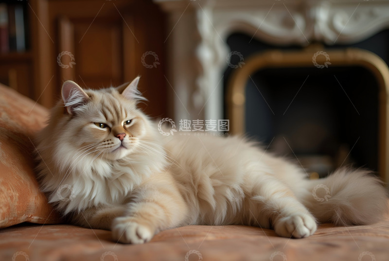 高清大图下载【趣麦麦图】波斯猫沙发休息 