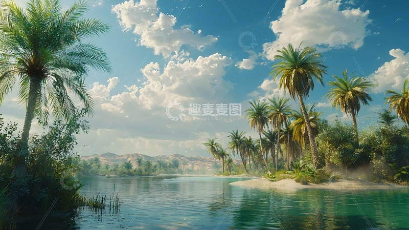 高清大图下载【趣麦麦图】阳光沙滩棕榈树