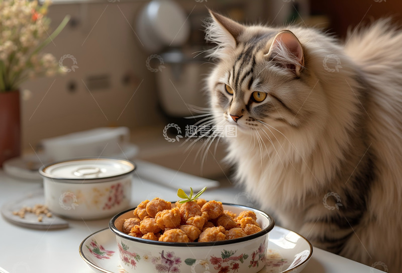 高清大图下载【趣麦麦图】吃炸鱼丸的波斯猫
