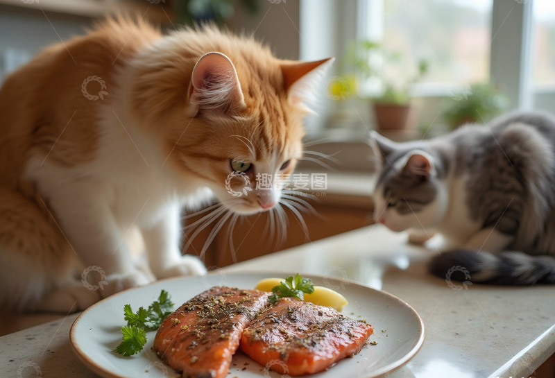 高清大图下载【趣麦麦图】吃鱼罐头的波斯猫