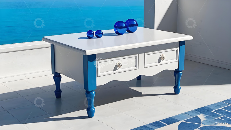 高清大图下载【趣麦麦图】蓝白配色简约储物茶几