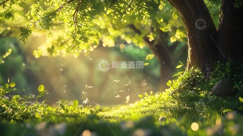 高清大图下载【趣麦麦图】阳光树林