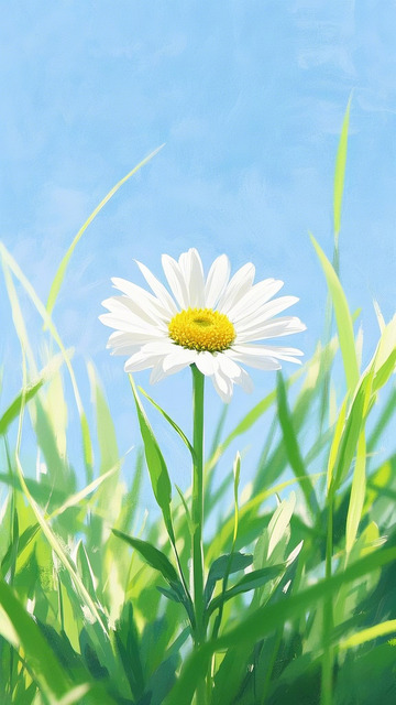 油画水彩春日小雏菊插画