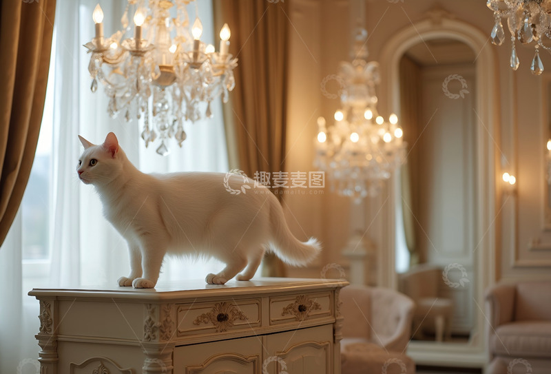 高清大图下载【趣麦麦图】白色的波斯猫