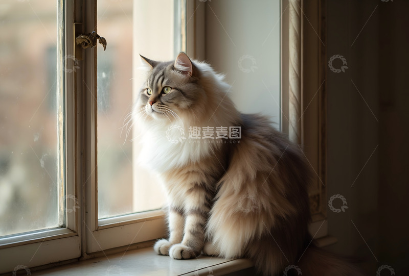 高清大图下载【趣麦麦图】波斯猫窗边凝视   1