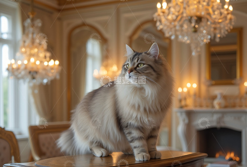 高清大图下载【趣麦麦图】四处张望的波斯猫