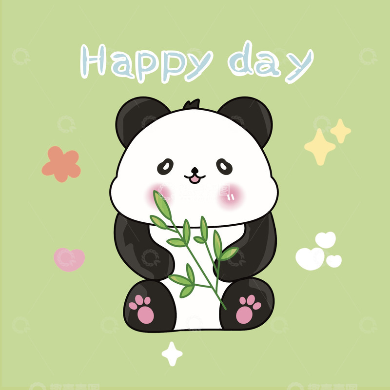 源文件下载【趣麦麦图】国宝熊猫吃竹子植物