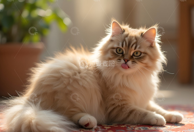 高清大图下载【趣麦麦图】趴着的波斯猫