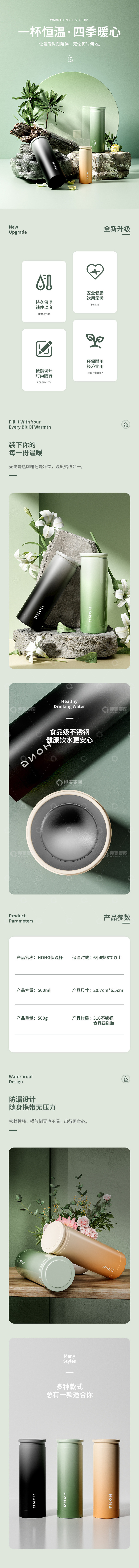 源文件下载【趣麦麦图】保温杯产品电商详情页模版