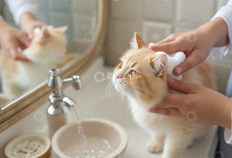 高清大图下载【趣麦麦图】给波斯猫洗头