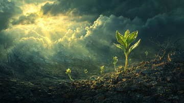 阳光透云照耀嫩芽