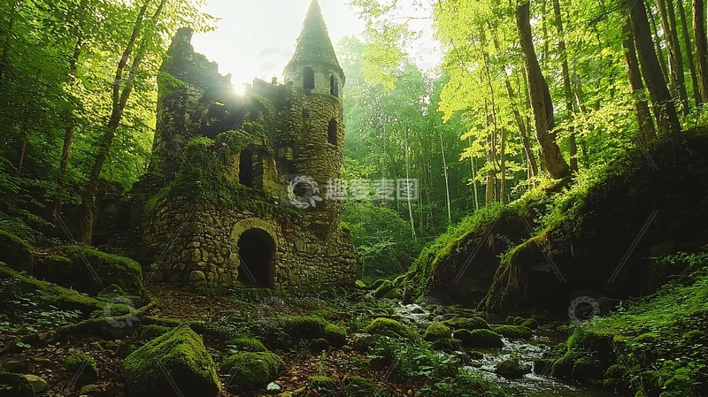 高清大图下载【趣麦麦图】森林古堡废墟