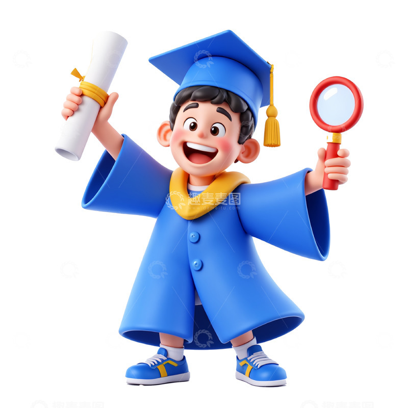 高清大图下载【趣麦麦图】-3D卡通大学生毕业招聘素材