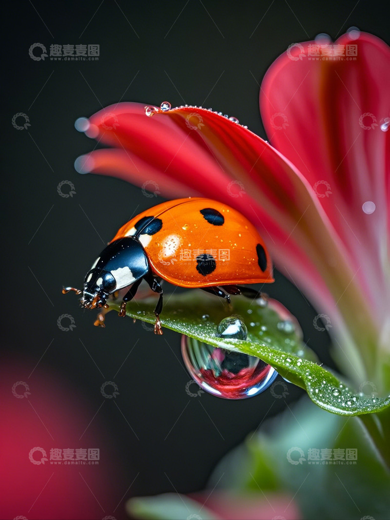 高清大图下载【趣麦麦图】微距特写七星瓢虫