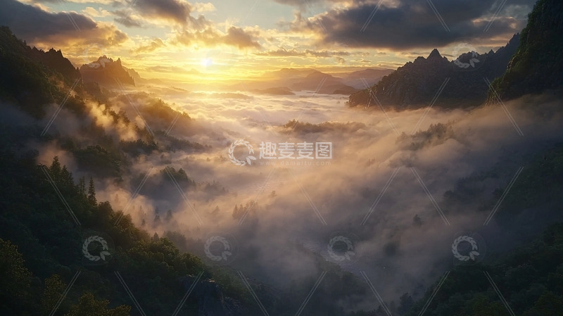 高清大图下载【趣麦麦图】云海日落